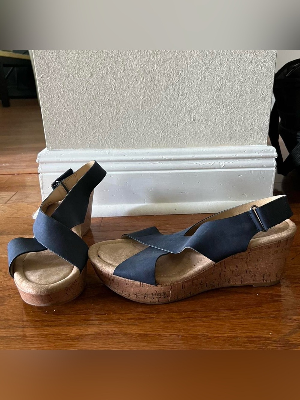 Black Crisscross Platform Wedge Sandals